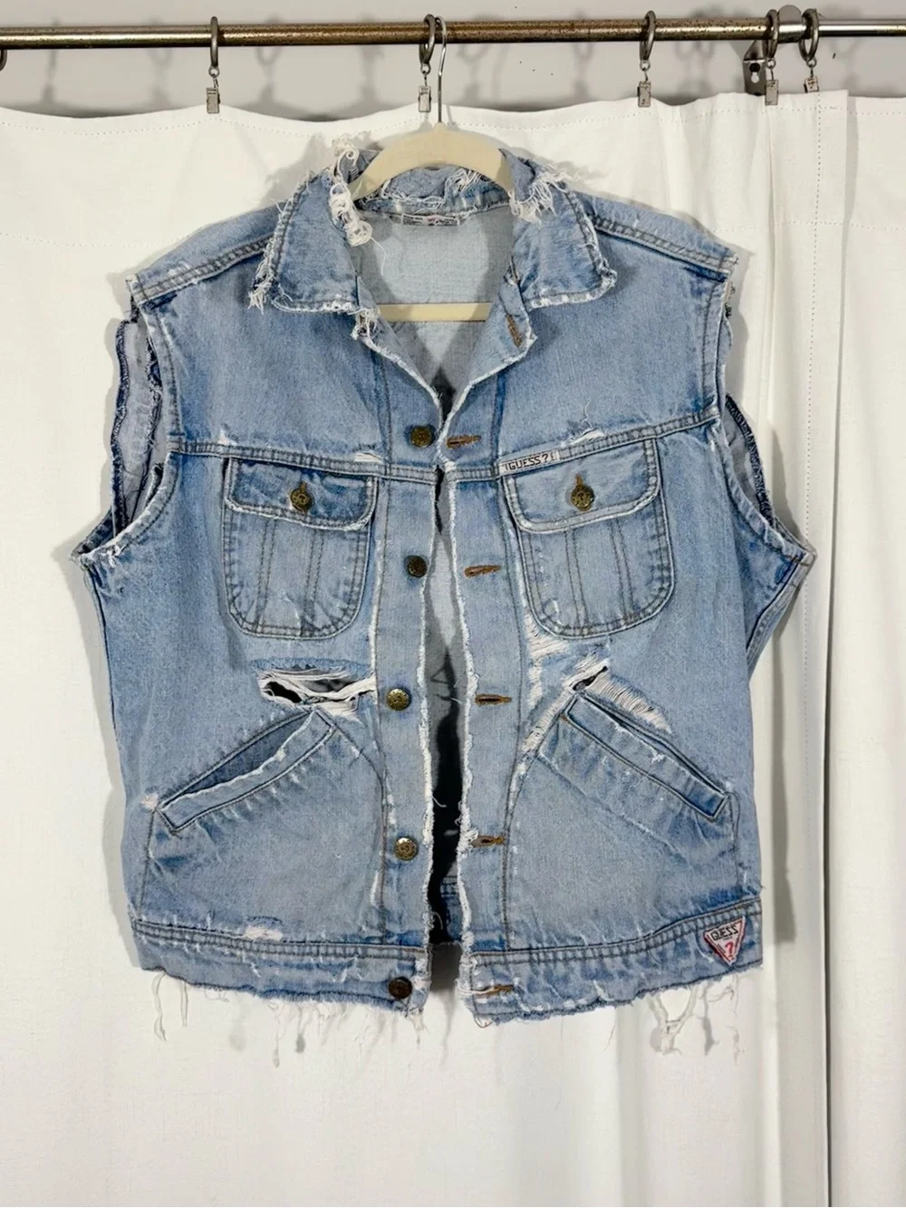 Vintage Guess Paris Distressed Denim Vest
